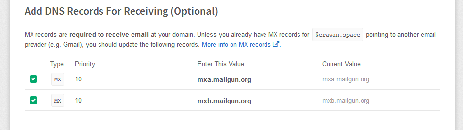 Mailgun MX Record